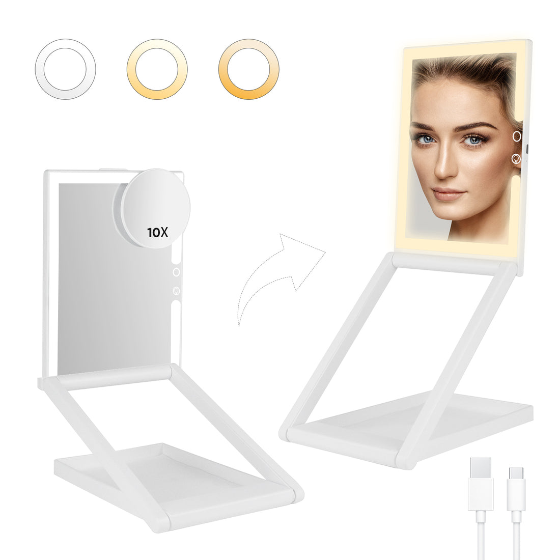 Lighted Trifold Travel Makeup Mirror