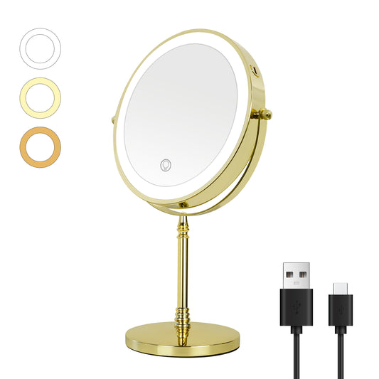 2202D Tabletop Two-Sided Swivel Gold Finish Makeup Mirror