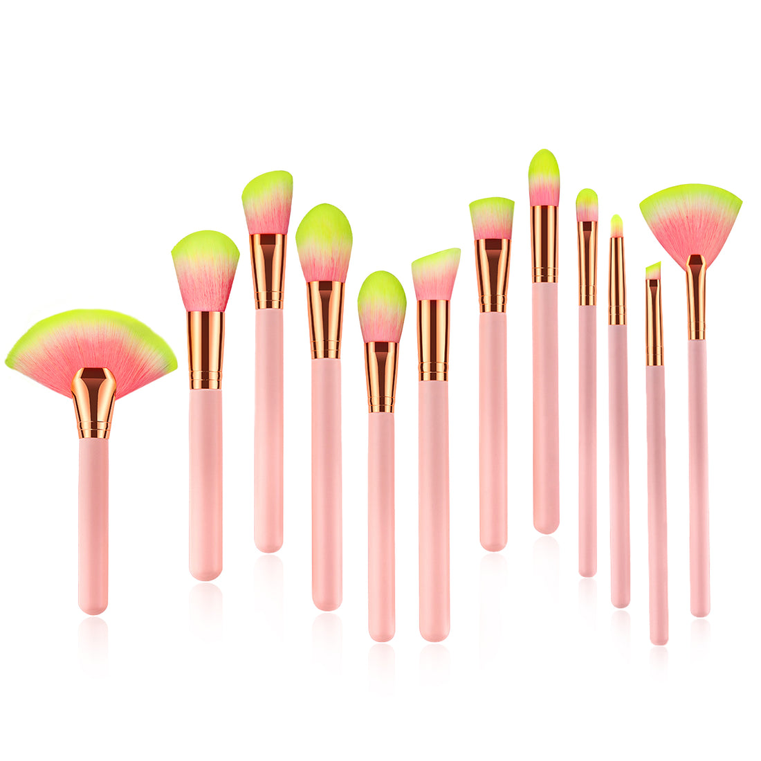 12 pcs Wood Makeup Brush Set with Leather Case