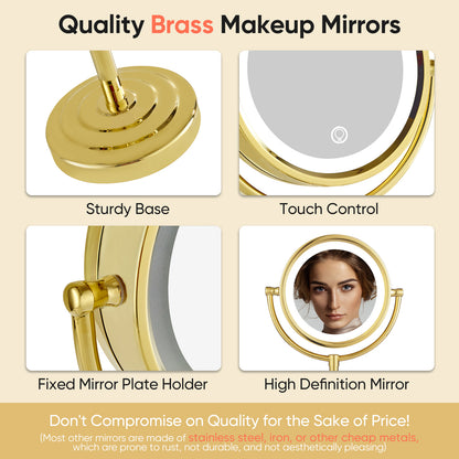 HEAVY-DUTY Smart Tabletop Gold Vanity Mirror