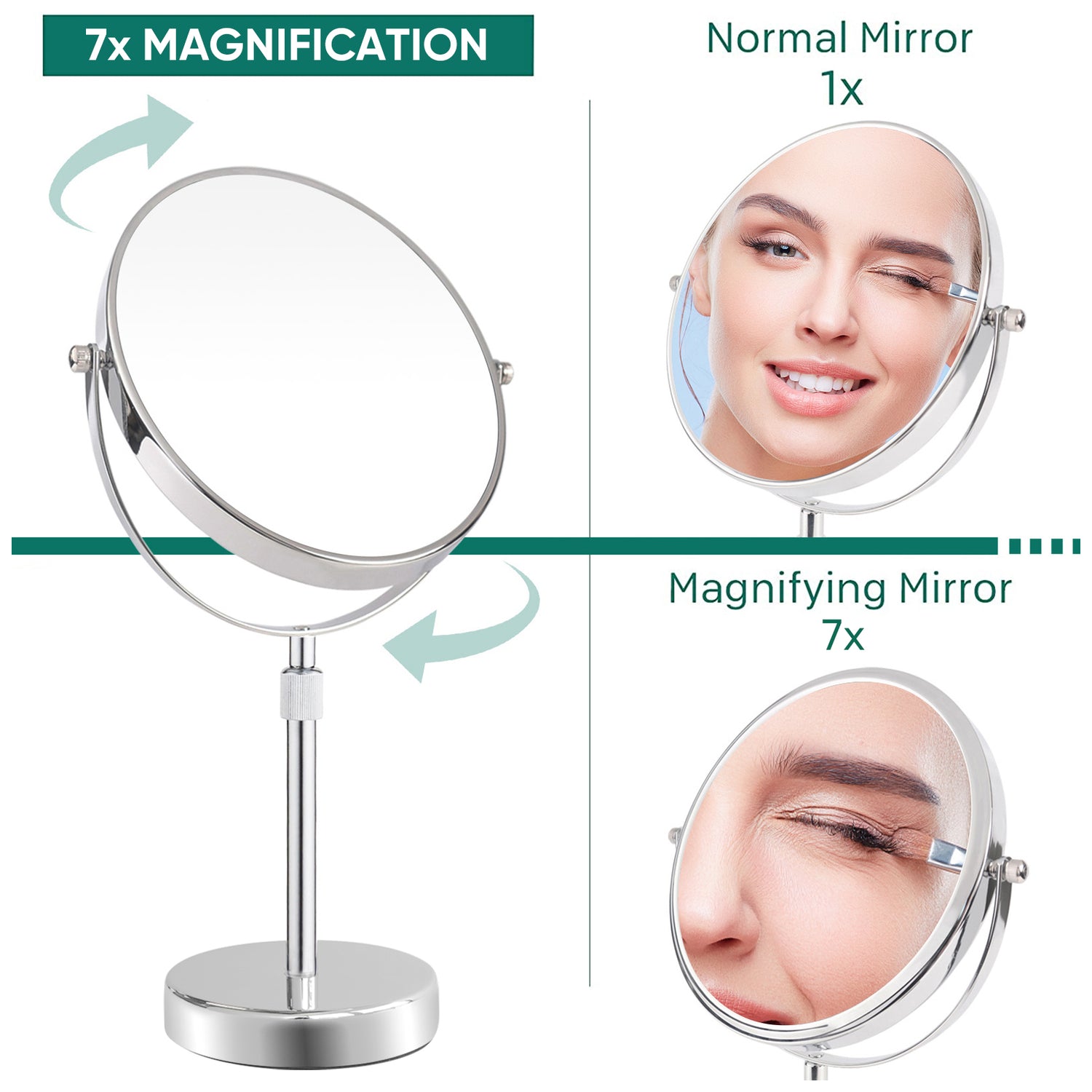 Adjustable Height Chrome Vanity Mirror