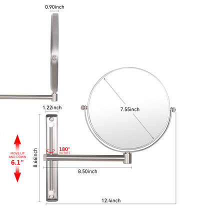 Adjustable Height Wall Mounted Makeup Mirror