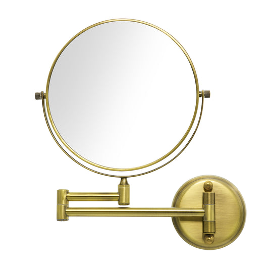 M1306 Wall-Mounted Makeup Mirror with an Antique Satin Brass Finish