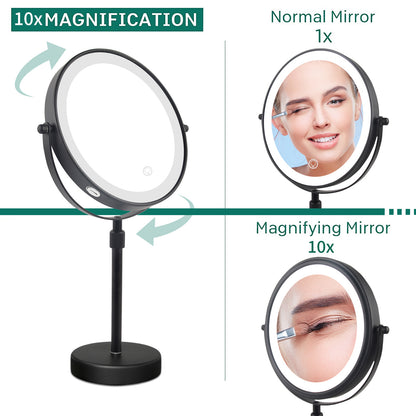 Adjustable Height Tabletop LED Vanity Mirror