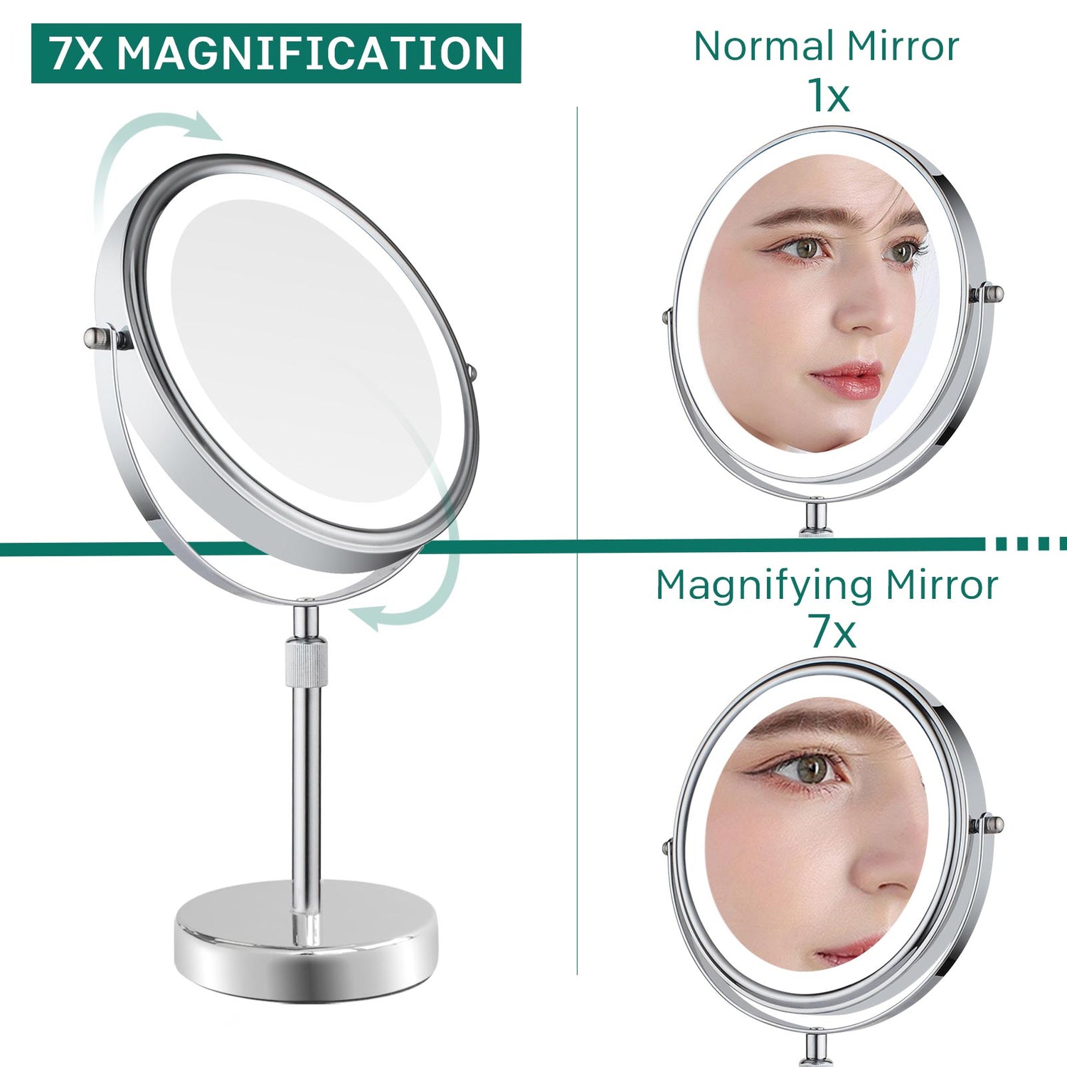 Adjustable Height LED Light Vanity Mirror