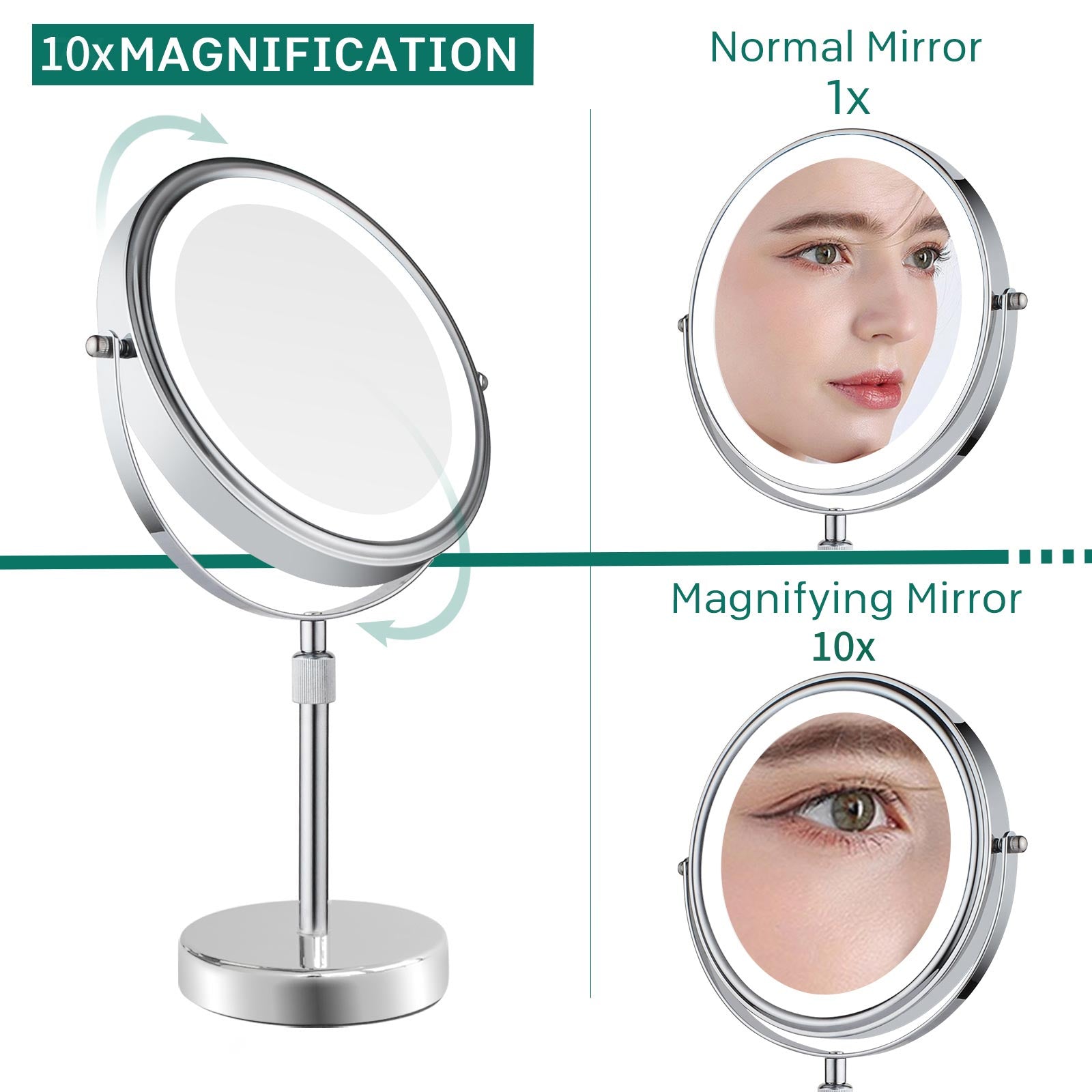 Adjustable Height LED Light Vanity Mirror