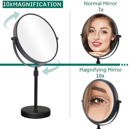 Satin Black Adjustable Height Makeup Mirror