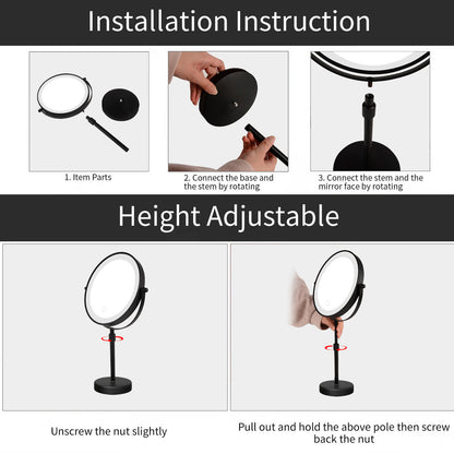 Adjustable Height Tabletop LED Vanity Mirror